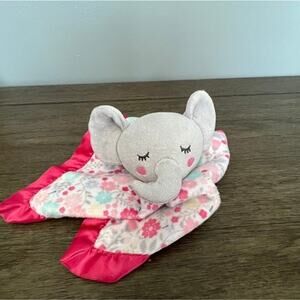 Parent's Choice Pink Floral Elephant Security‎ Blanket Baby Lovey Plush